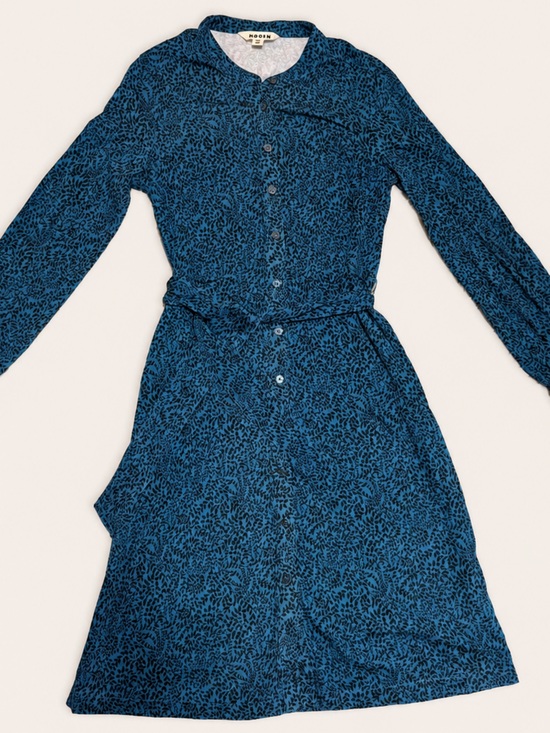 Boden Dresses & Skirts - Boden Julia Teal & Black Leaf Print Shirt Dress Size US 4R / UK 8R